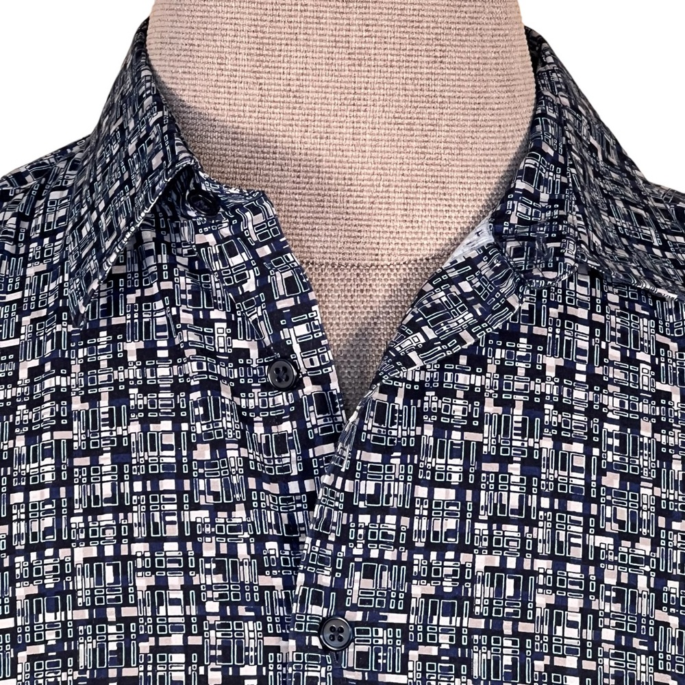 INC International Concepts Men’s Abstract Print Cotton Short Sleeve Shir… - Picture 2 of 8